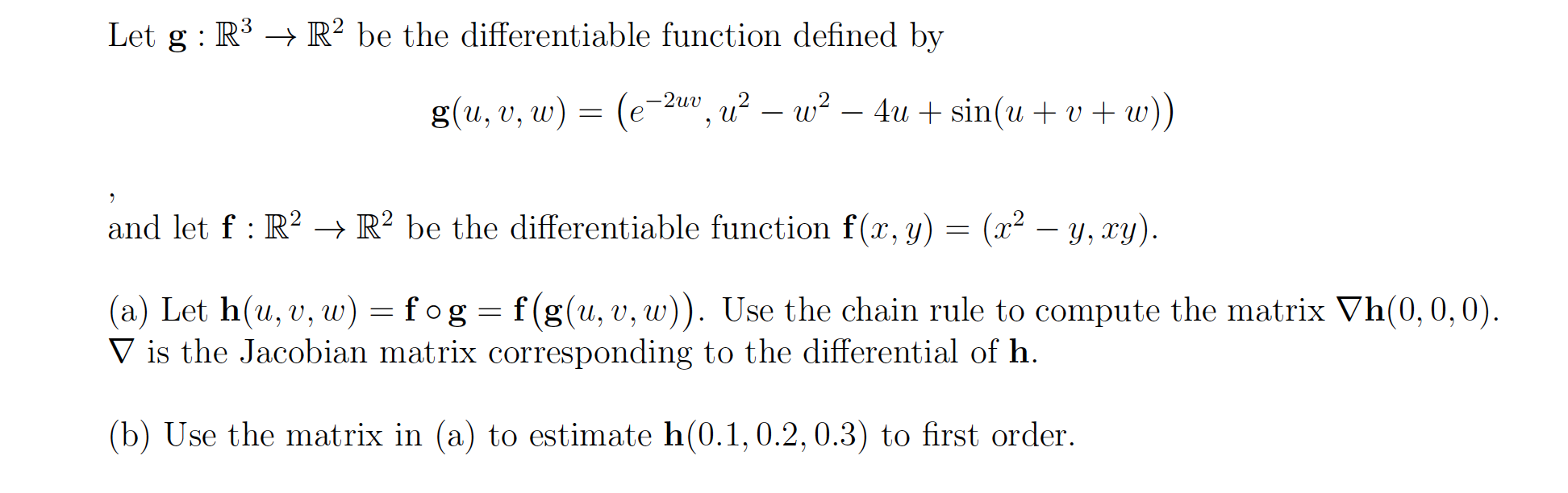 Solved Let g:R3→R2 be the differentiable function defined by | Chegg.com