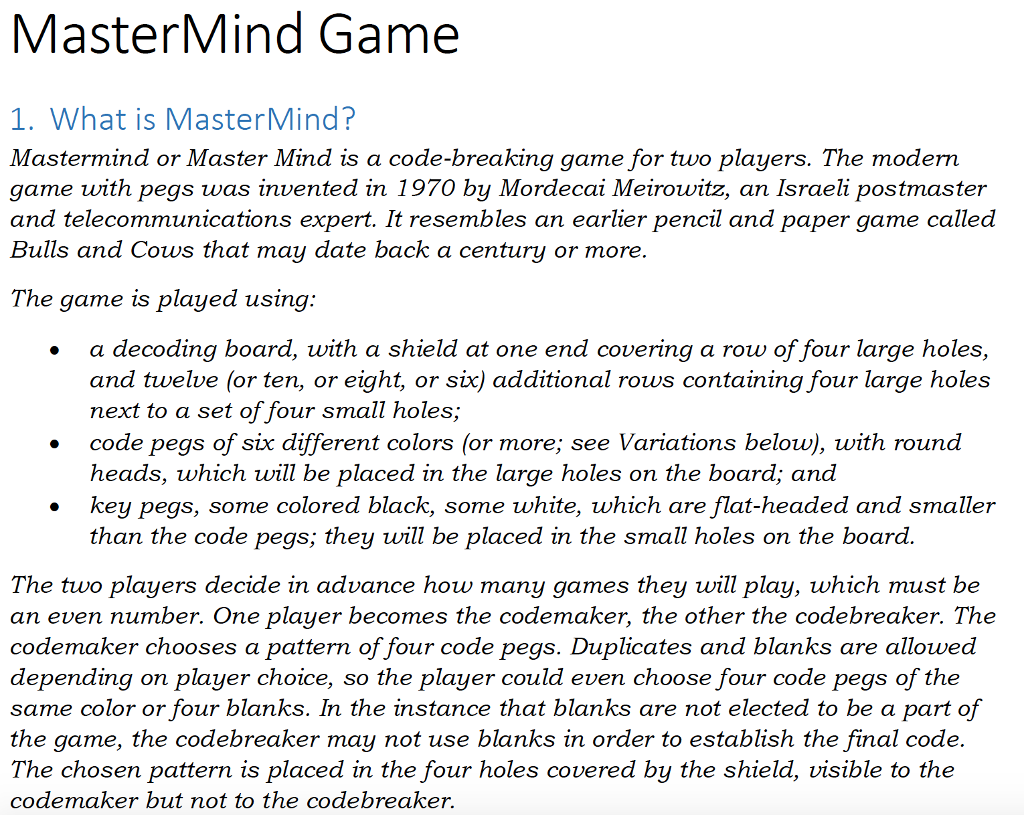 solved-mastermind-game-1-what-is-mastermind-mastermind-or-chegg