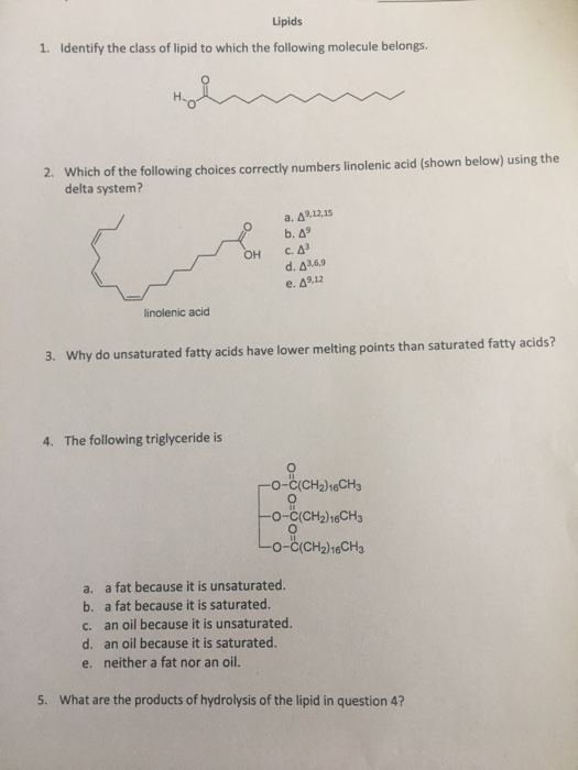 Solved Lipids 1. Identify the class of lipid to which the | Chegg.com