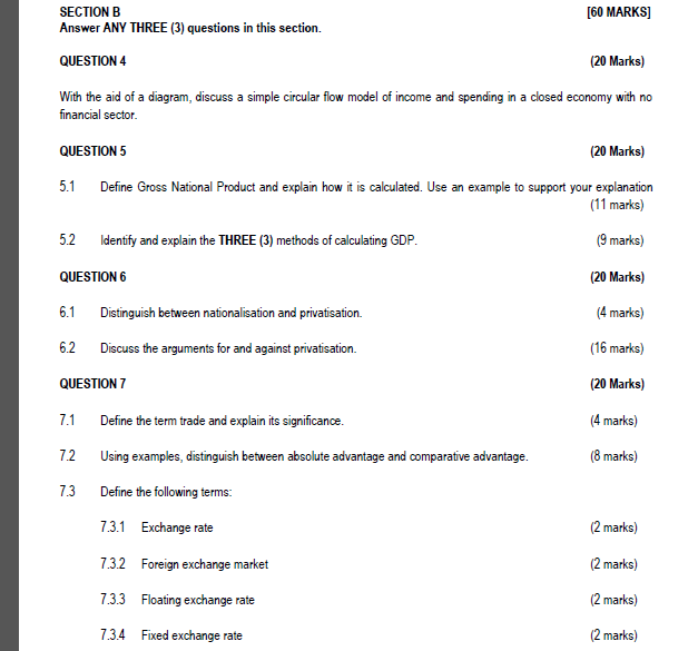 Solved [60 MARKS] SECTION B Answer ANY THREE (3) Questions | Chegg.com