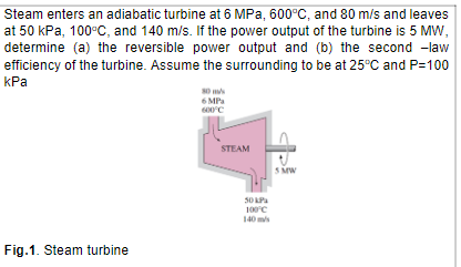 Solved Steam Enters An Adiabatic Turbine At 6 MPa, 600°C, | Chegg.com