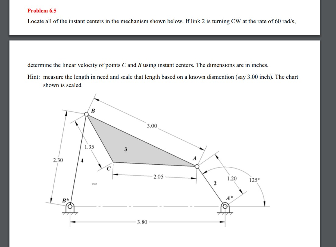 Solved Problem 6.5 Locate all of the instant centers in the | Chegg.com