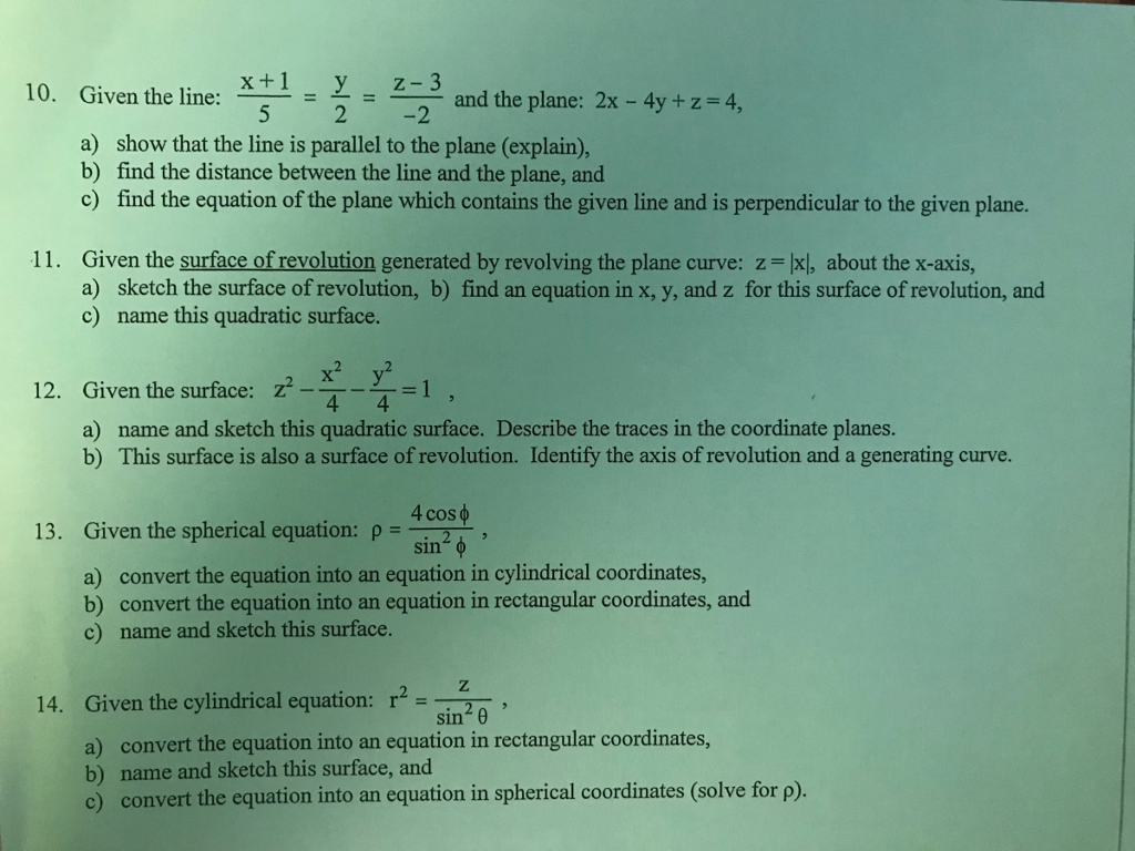 Solved 7. Given the plane: 4x - 2y +8z 8, a) find the | Chegg.com