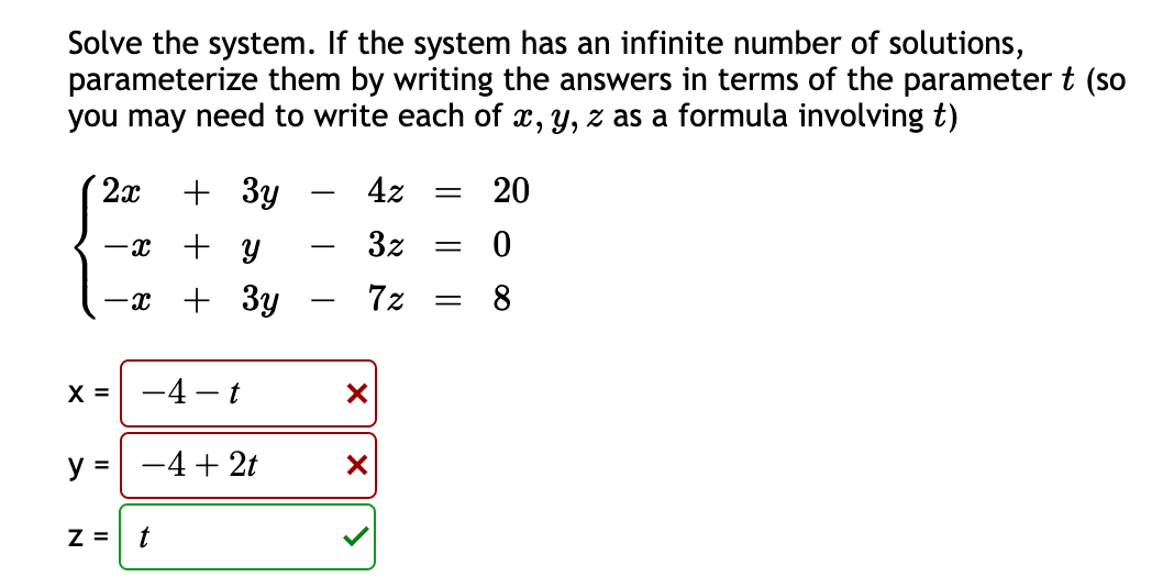 Solved Solve the system. If the system has an infinite | Chegg.com