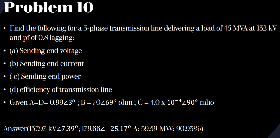 Solved Problem 10 • Find The Following For A 3-phase | Chegg.com