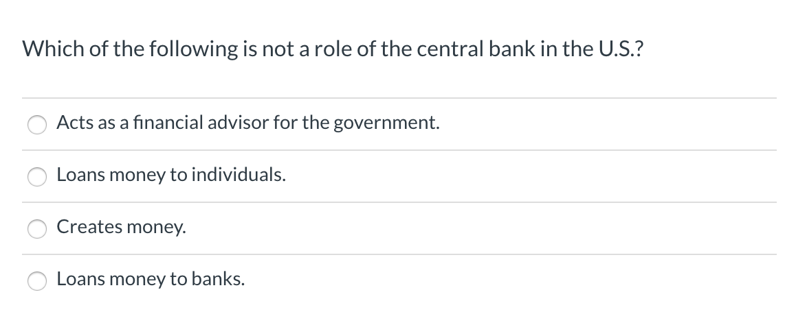 Solved Which Of The Following Is Not A Role Of The Central Chegg