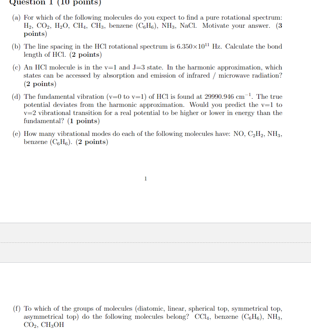 Solved Question 1 (10 Points) (a) For Which Of The Following | Chegg.com