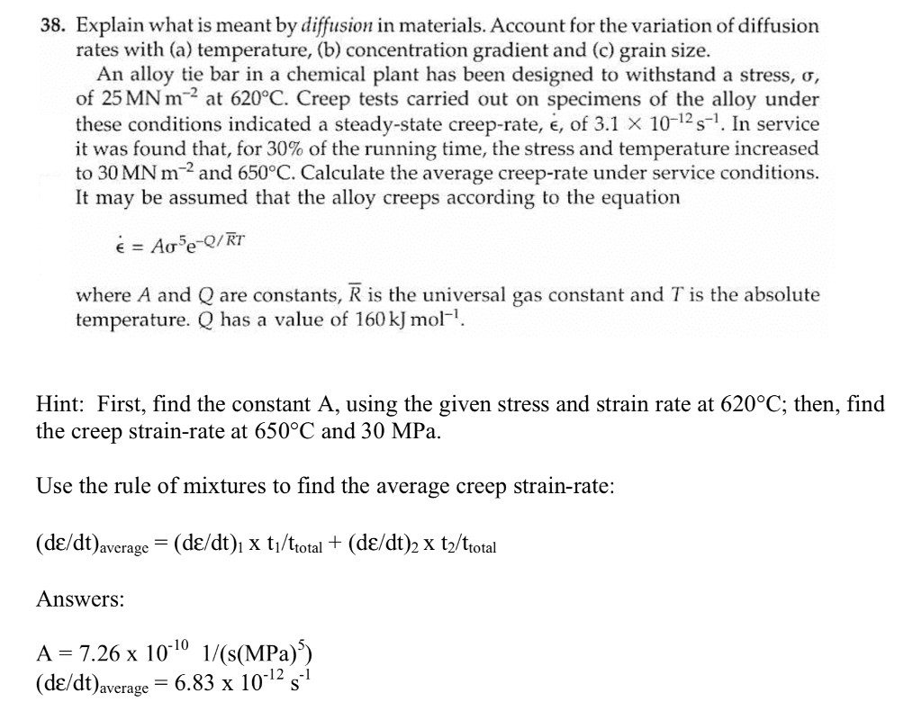 38. Explain what is meant by diffusion in materials. | Chegg.com