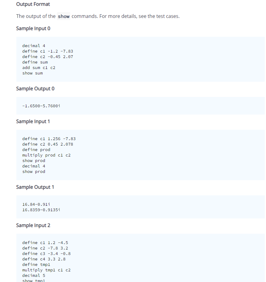Solved The idea is to implement a class for complex numbers. | Chegg.com