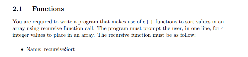 Solved I must write a c++ recursive sort program that sorts | Chegg.com