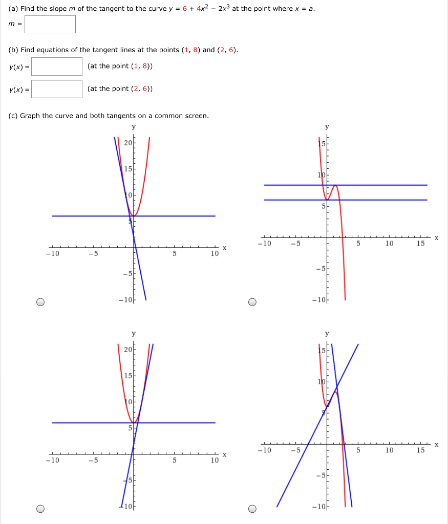 Solved A Find The Slope M Of The Tangent To The Curve Y Chegg Com