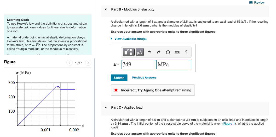 Solved Review Part A - Change in length Learning Goal: To | Chegg.com