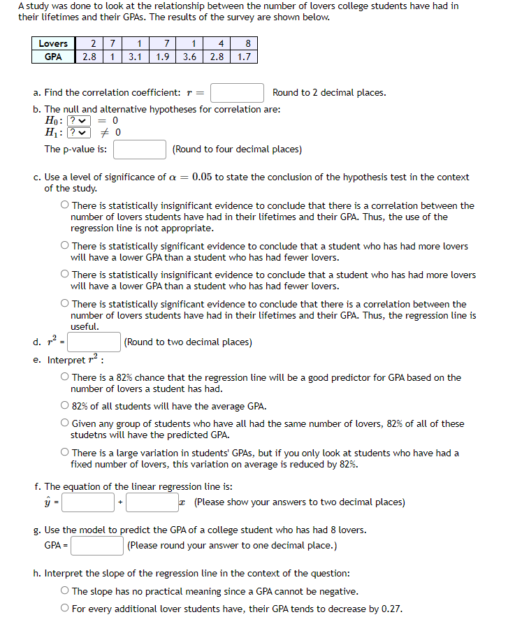 Solved A study was done to look at the relationship between | Chegg.com