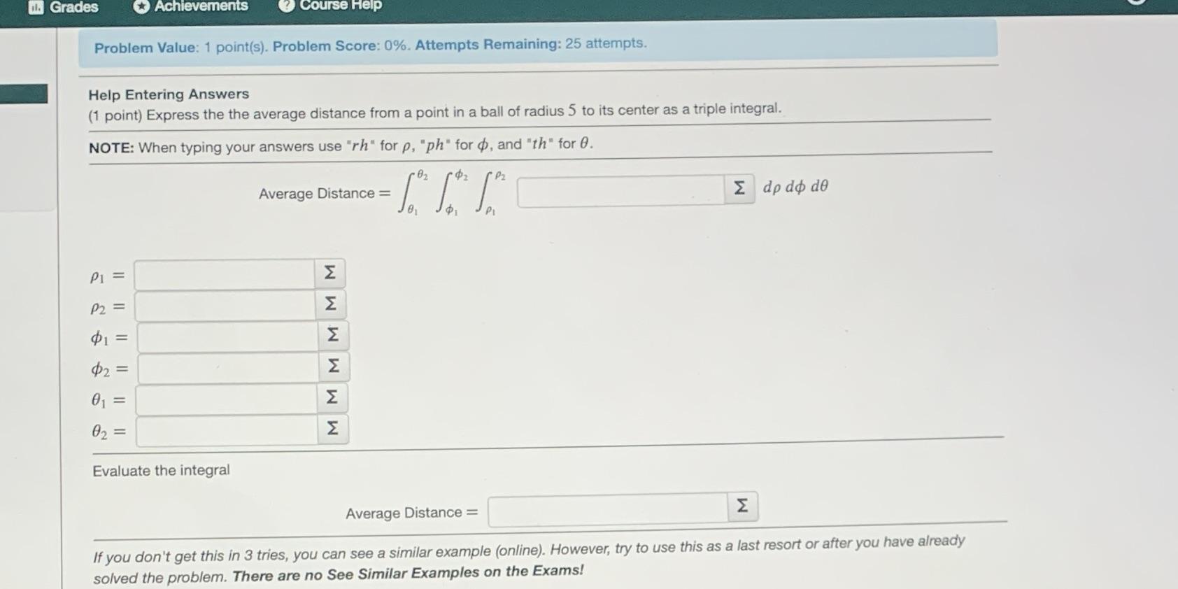 Solved Grades Achievements Course Help Problem Value: 1 | Chegg.com
