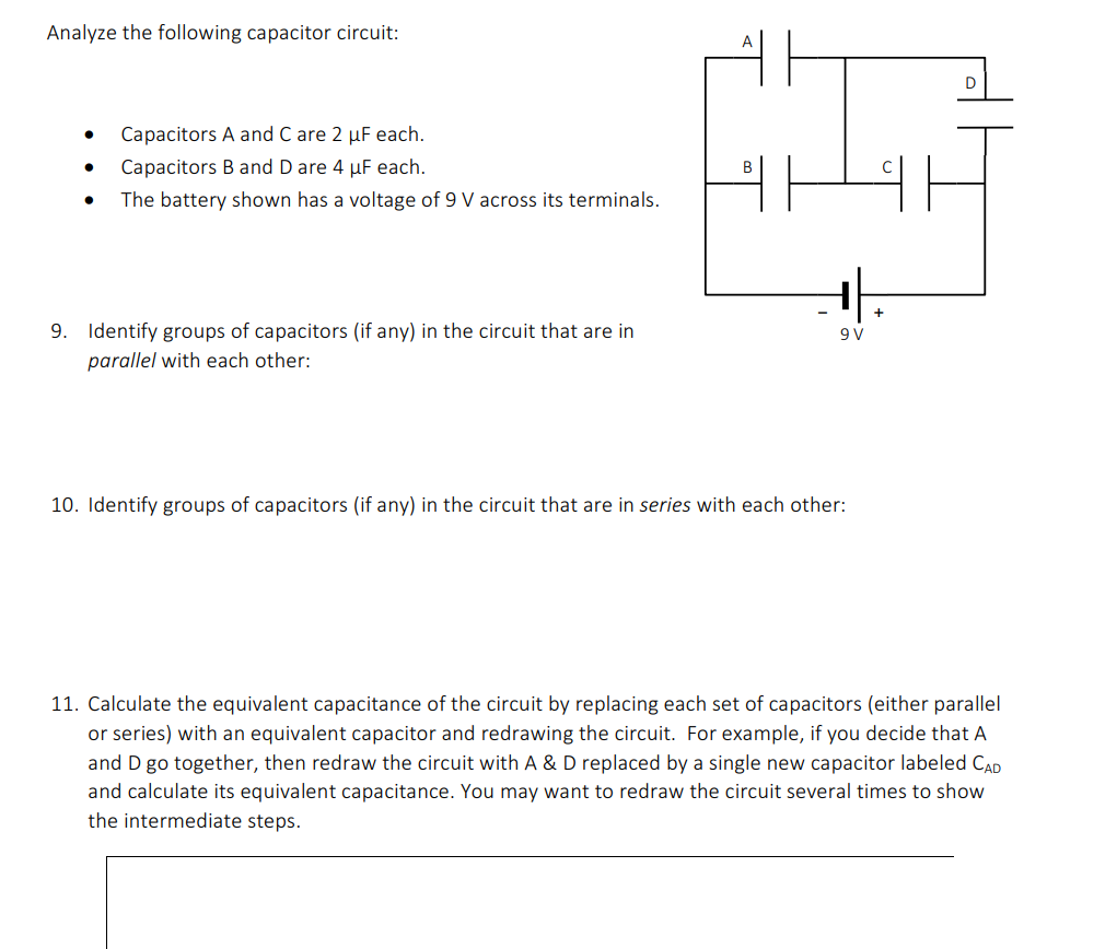 Solved Analyze the following capacitor circuit: • Capacitors | Chegg.com