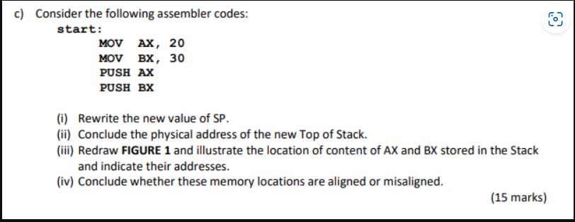 Solved Consider The Following Assembler Codes: Start: MOV | Chegg.com