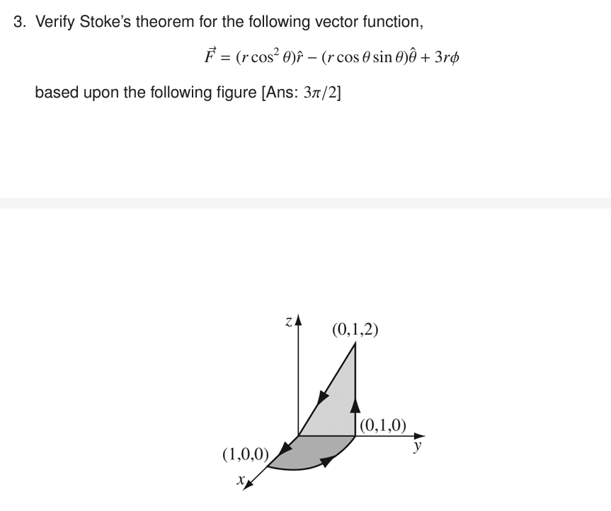 Solved Verify Stoke's Theorem For The Following Vector | Chegg.com