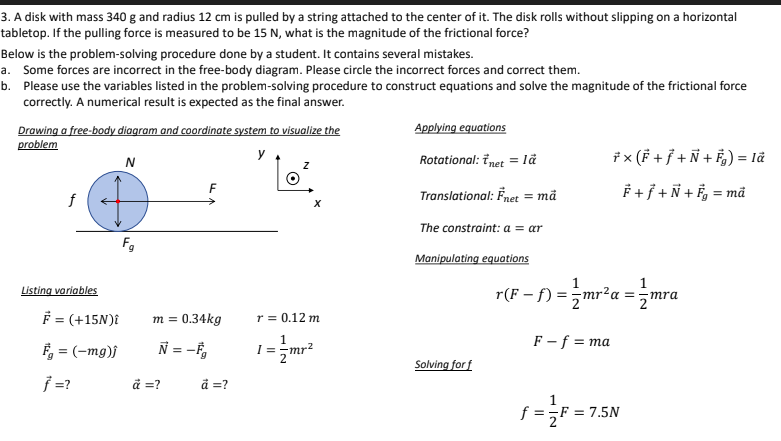 Solved 3 A Disk With Mass 340 G And Radius 12 Cm Is Pull Chegg Com