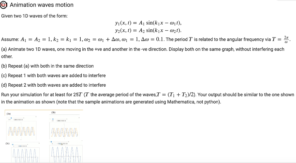 Animation waves motion Given two 1D waves of the | Chegg.com