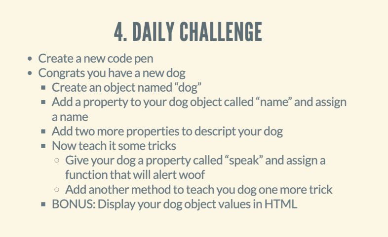 Solved 4. DAILY CHALLENGE • Create a new code pen • Congrats | Chegg.com