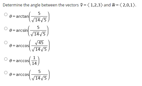 Solved Determine The Angle Between The Vectors U 1 2 3 Chegg Com