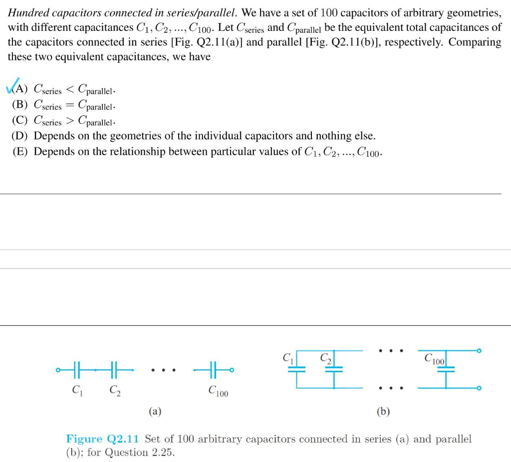 Solved Hundred Capacitors Connected In Series/parallel. We | Chegg.com