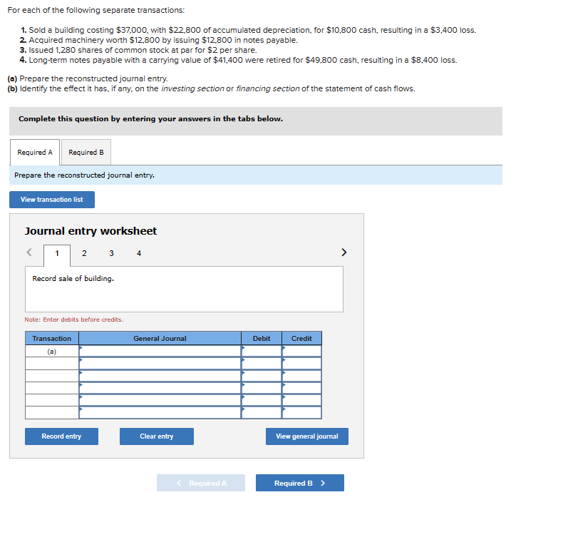 Solved For Each Of The Following Separate Transactions: 1. | Chegg.com