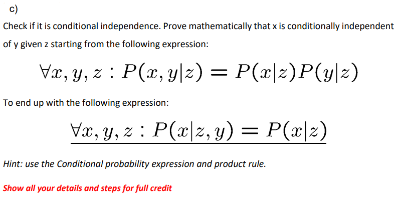 Question 5 Markov Model Given the following joint | Chegg.com
