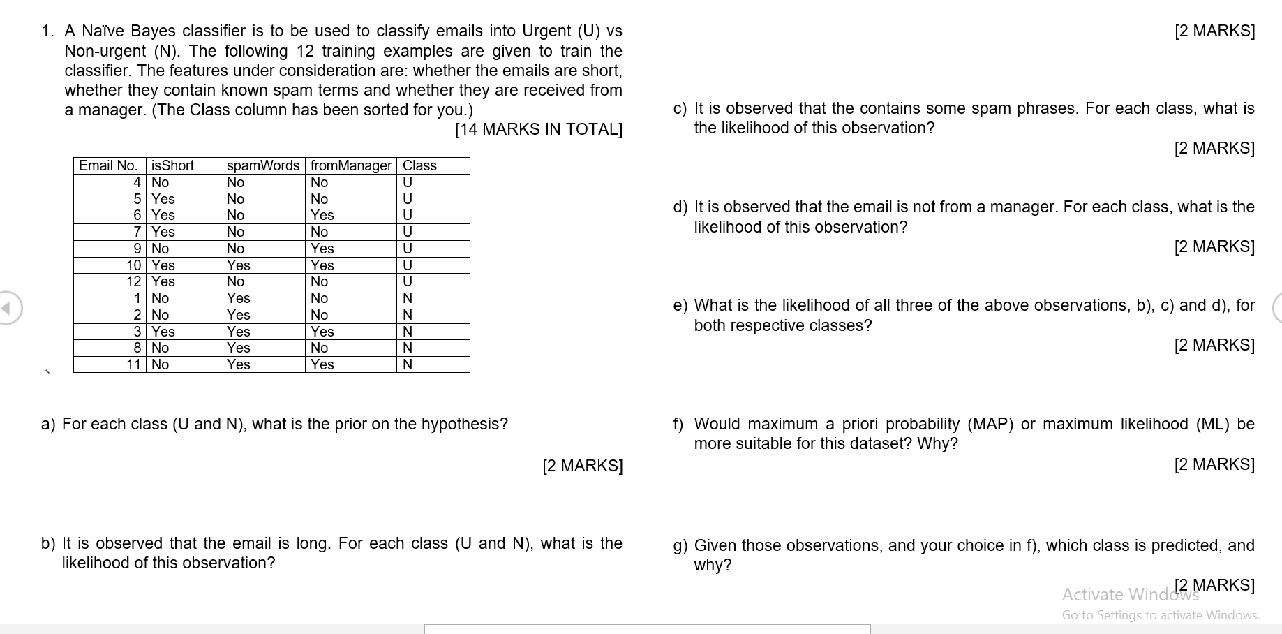 Solved 1. A Naïve Bayes Classifier Is To Be Used To Classify | Chegg.com