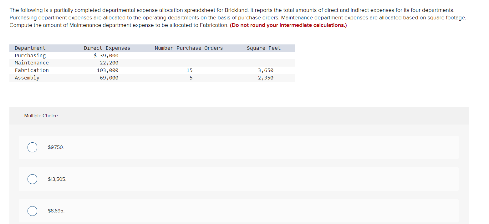 Solved The following is a partially completed departmental