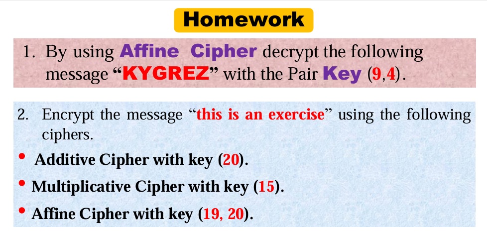 Solved CryptographyBy using Affine Cipher decrypt the | Chegg.com