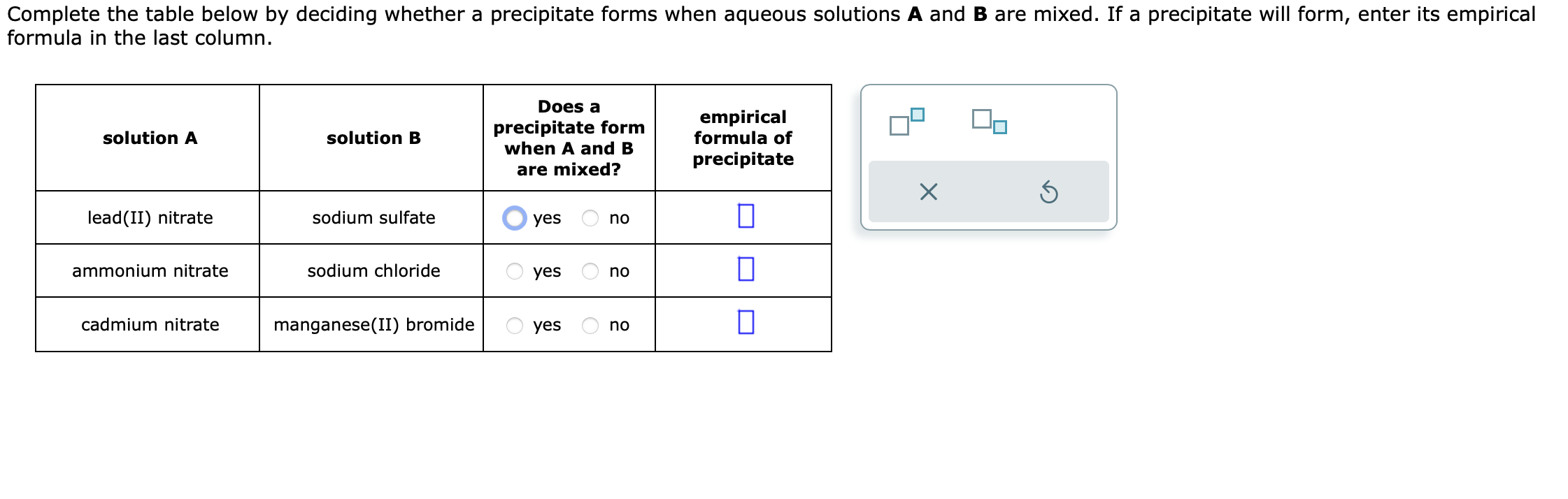 Solved Complete the table below by deciding whether a | Chegg.com