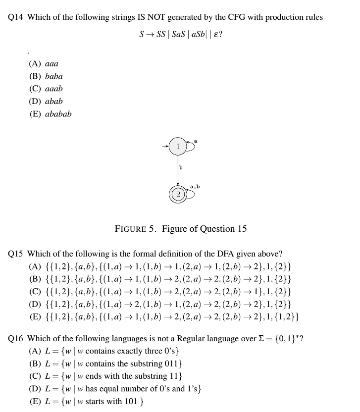 Solved Q Which Of The Following Strings Is Not Generated Chegg Com