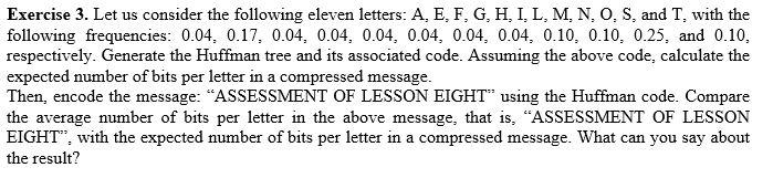 Exercise 3 Let Us Consider The Following Eleven L Chegg Com