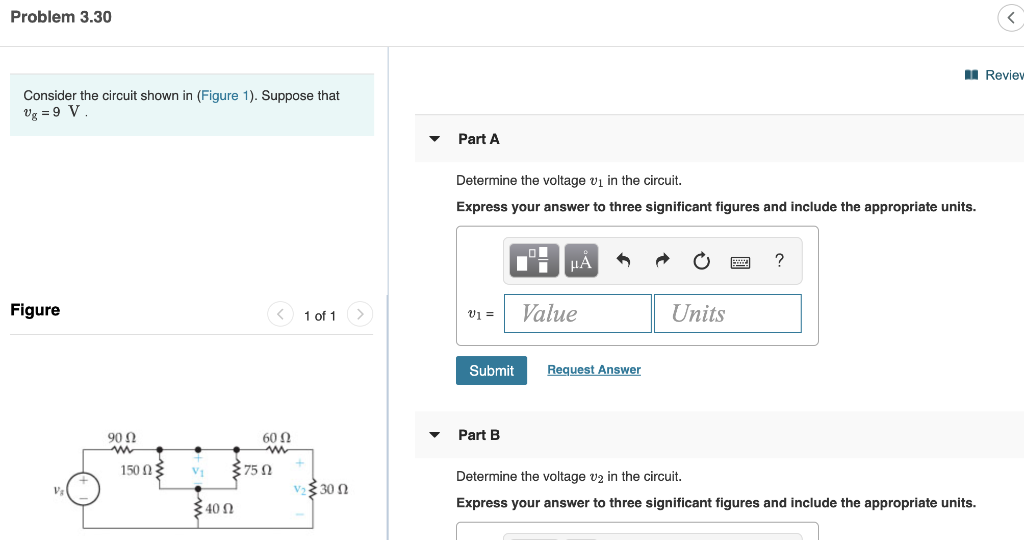 Solved Problem 3.30 Reviev Consider the circuit shown in | Chegg.com