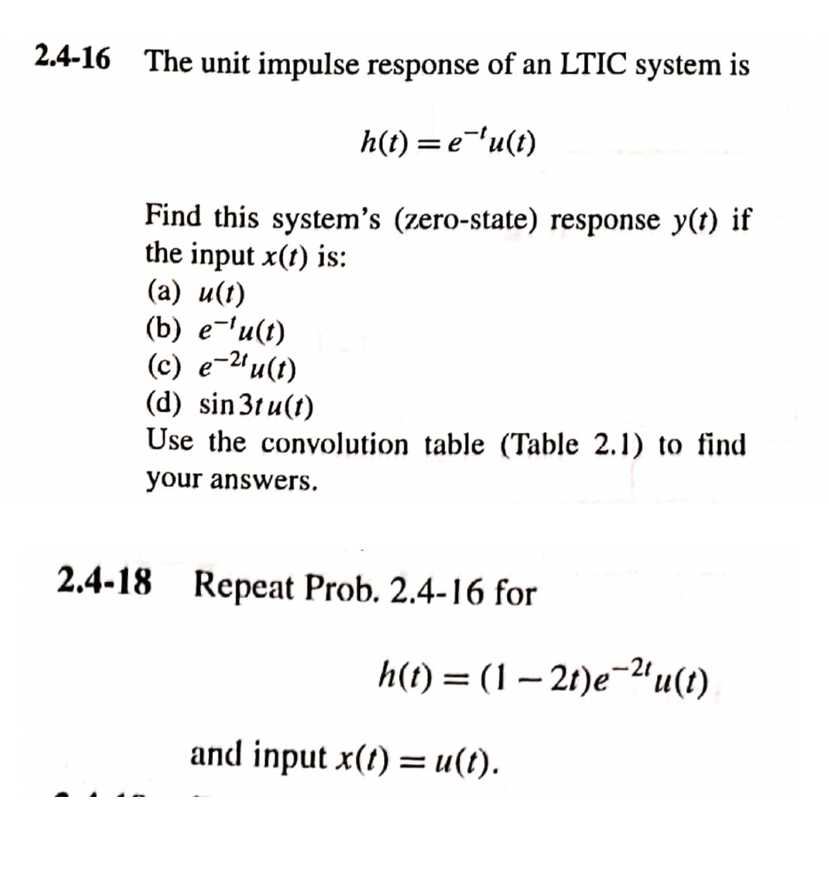 Solved 2 4 16 The Unit Impulse Response Of An Ltic System Is