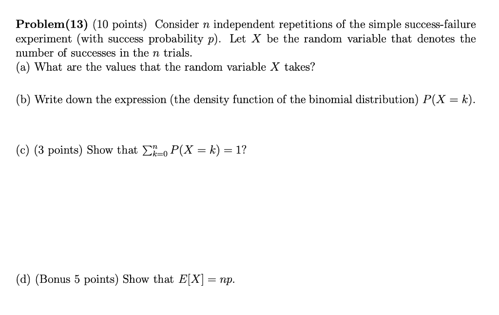 Solved Problem(13) (10 points) Consider n independent | Chegg.com