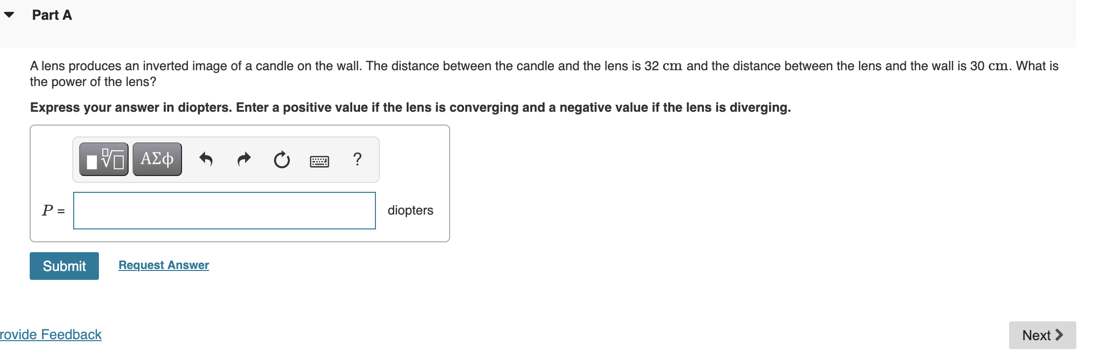Solved Part A A lens produces an inverted image of a candle