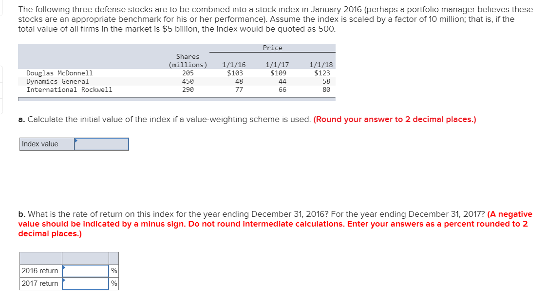 Solved The following three defense stocks are to be combined | Chegg.com