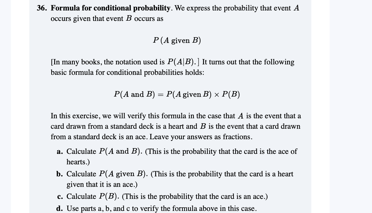 Solved 36. Formula For Conditional Probability. We Express | Chegg.com