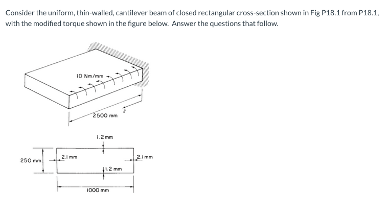 Solved Consider The Uniform Thin Walled Cantilever Beam Of Chegg Com