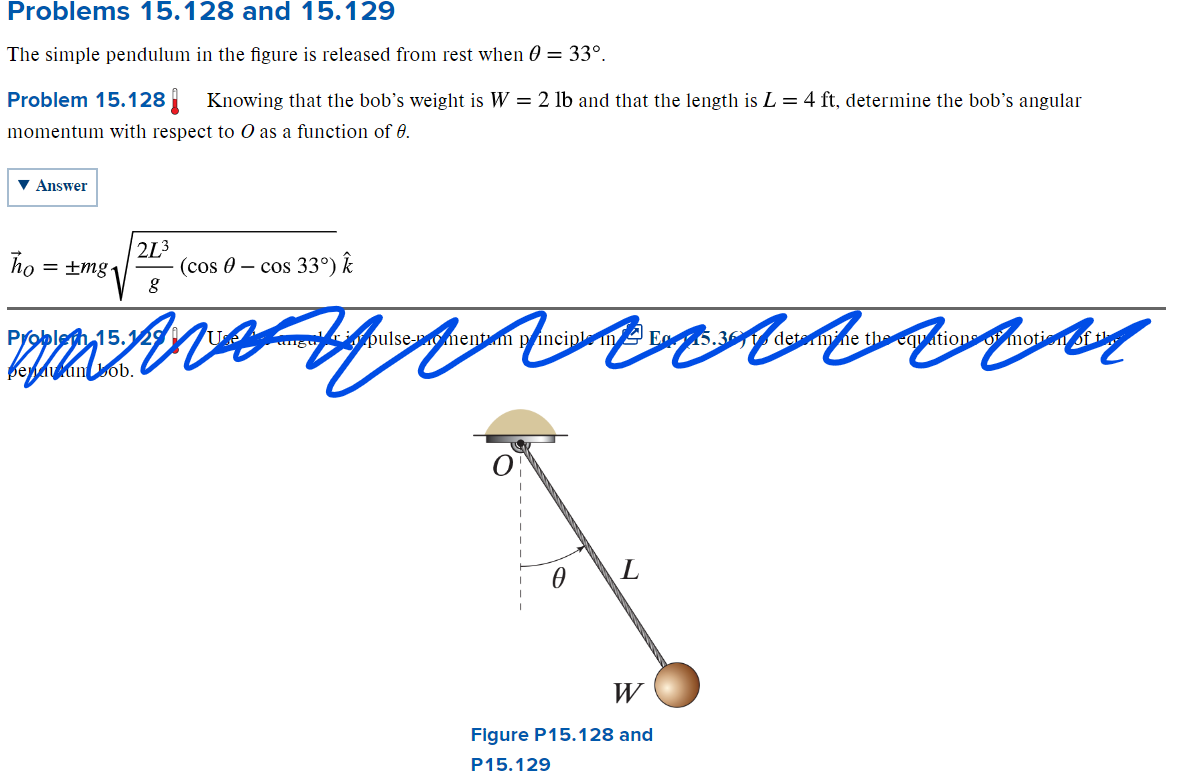 Solved The Simple Pendulum In The Figure Is Released From | Chegg.com