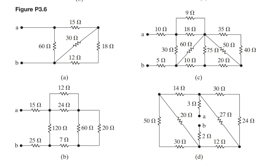 Solved 3.6 ﻿Find the equivalent resistance Rab for each of | Chegg.com