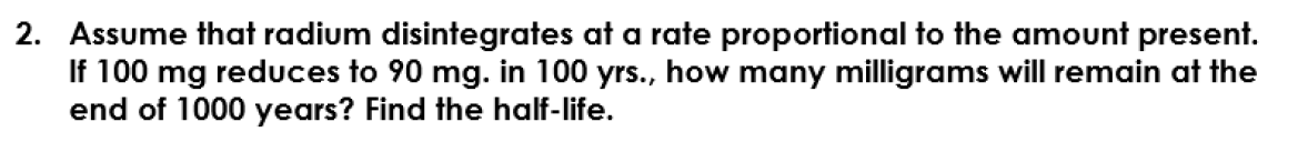 Solved 2. Assume that radium disintegrates at a rate | Chegg.com