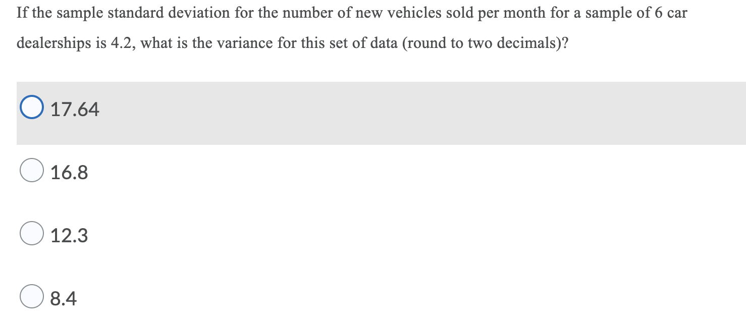 Solved If the sample standard deviation for the number of | Chegg.com