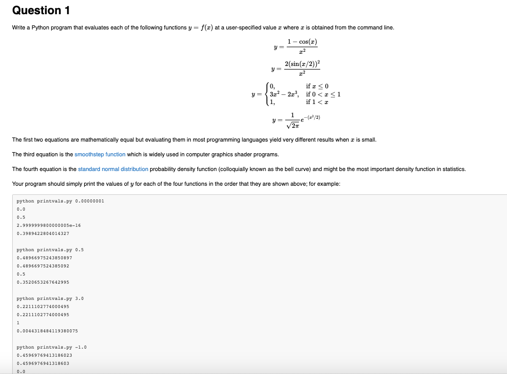 Solved Question 1 Write a Python program that evaluates each | Chegg.com