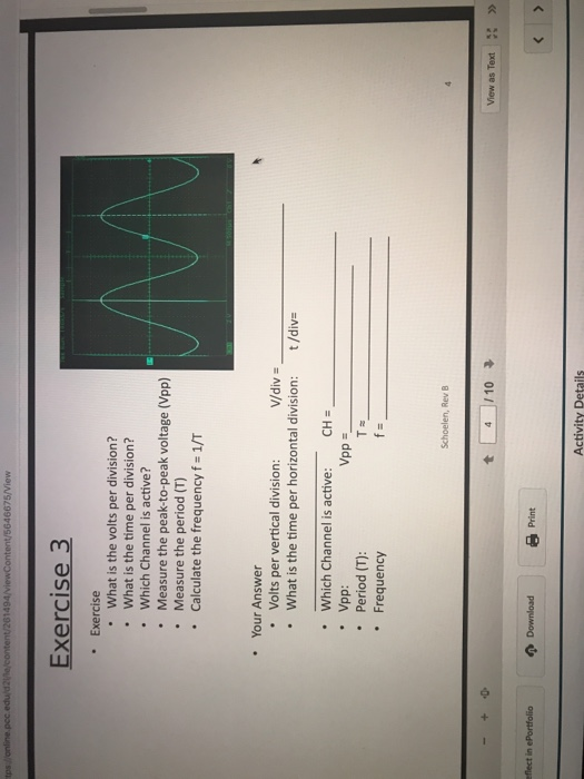 Exercise 1 Exercise What is the volts per division?