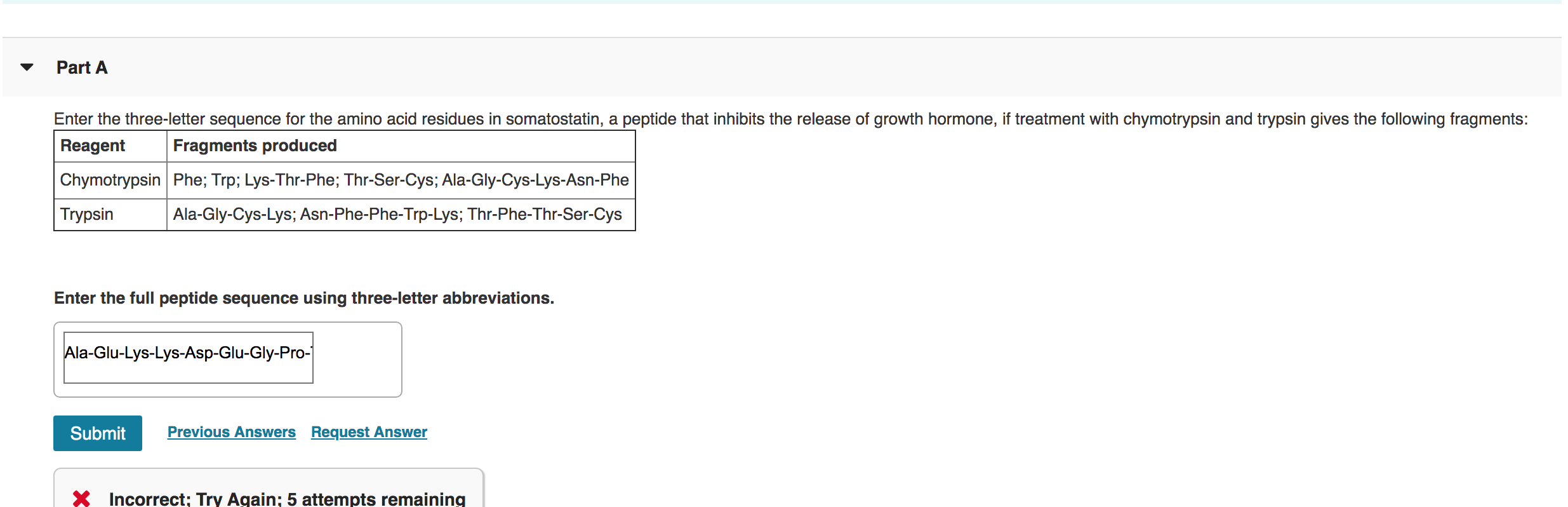 Solved Part A Write the threeletter sequence for the amino