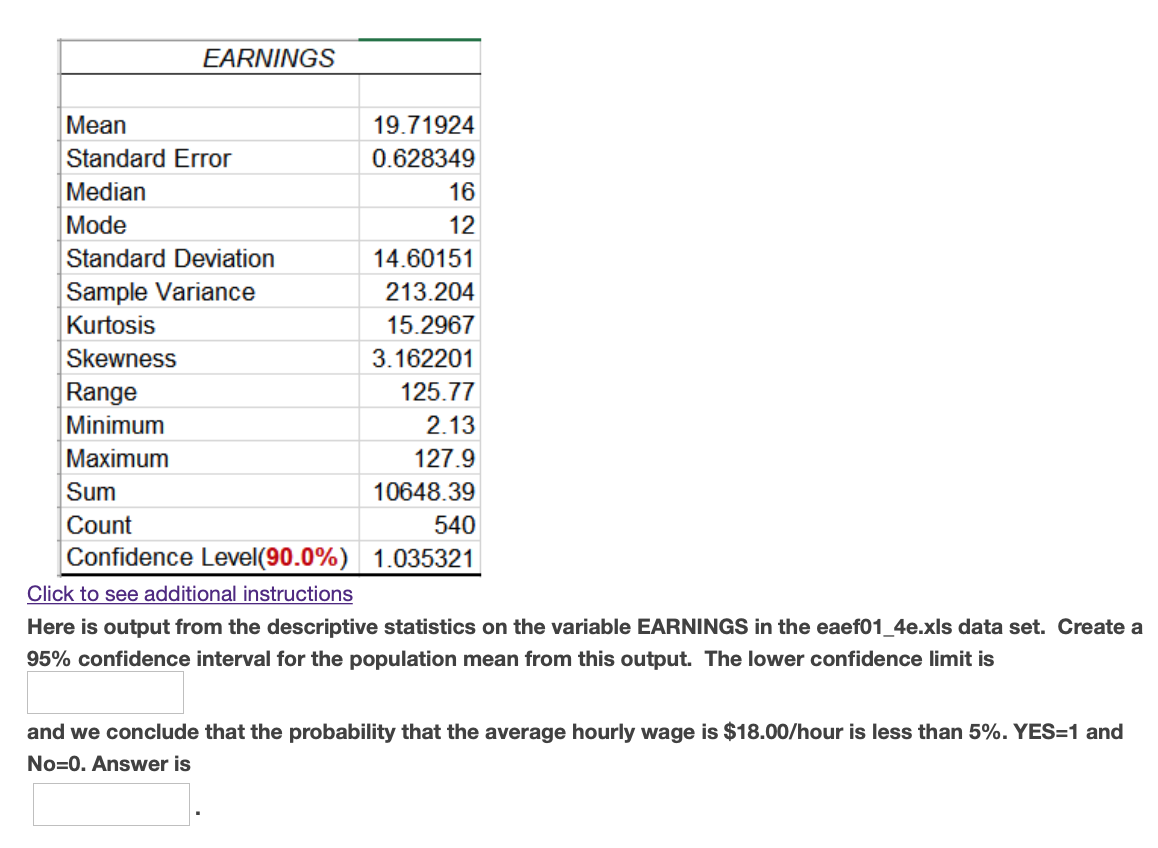 Solved 1) Create a 95% confidence interval for the | Chegg.com