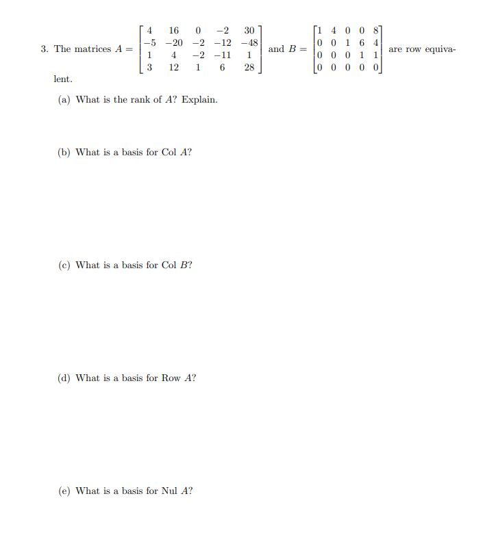Solved 3. The matrices | Chegg.com